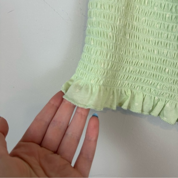 Aritzia Sunday Best | Light Green Printed Ruched Bodice Tank Top Size Small - Picture 5 of 6